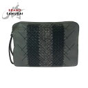 美品 BOTTEGAVENETA ボッテガヴェネタ イントレチャート グレー ブラック 黒 レザー BO633808N クラッチバッグ セカンドバッグ メンズ ...