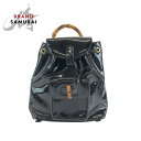 美品 GUCCI グッチ バンブー ブラック 黒 ゴールド金具 パテントレザー 003 2850 0030 リュックサック バックパック レディース 500286 【中古】