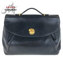 CARTIER カルティエ パンテール ブラック 黒 ブルー ゴールド金具 レザー ビジネスバッグ ブリーフケース メンズ 500132 【中古】
