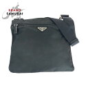 美品 PRADA プラダ テスート 三角ロゴプレート ブラック 黒 シルバー金具 ナイロン ショルダーバッグ ポシェット メンズ 500232 【中古】