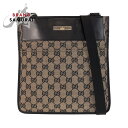美品 GUCCI グッチ ベージュブラック GGキャンバス /レザー 019 0348 ショルダーバッグ ポシェット レディース 500466 【中古】