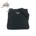 美品 PRADA プラダ テスート 三角ロゴプレート ブラック シルバー金具 ナイロン ショルダーバッグ サコッシュ 男女兼用 メンズ 500382 【中古】