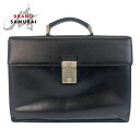 PRADA プラダ サフィアーノ ブラック 黒 シルバー金具 レザー ビジネスバッグ ブリーフケース メンズ 500293 【中古】