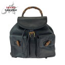美品 GUCCI グッチ ヴィンテージ バンブー オールドグッチ ブラック 黒 ブラウン レザー 003 2058 0016 リュックサック バックパック レデ...