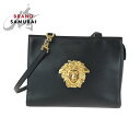 美品 VERSACE ヴェルサーチ ヴィンテージ メデューサ ブラック 黒 ゴールド金具 レザー チェーン ショルダーバッグ 肩掛け レディース 500501 ...