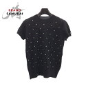 美品 CHANEL シャネル ココマーク パール サイズ38 ブラック 黒 シルバー金具 カシミヤ P50076K06342 半袖ニット カットソー 半袖Tシャツ レディース 501282 【中古】