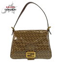 美品 FENDI フェンディ ズッキーノ マンマバケット ブラウン ゴールド金具 エナメル /レザー ショルダーバッグ レディース 500937 【中古】