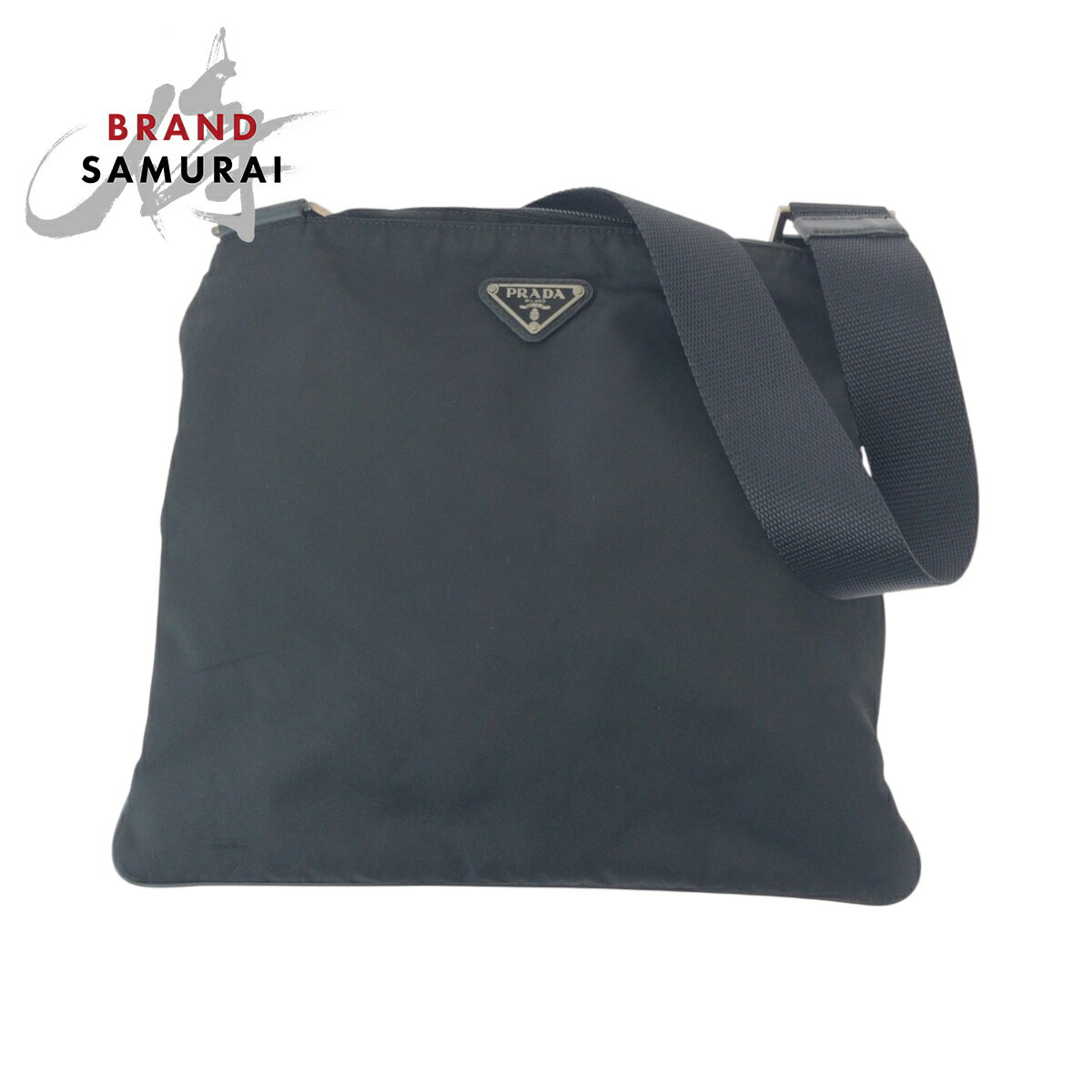 美品 PRADA プラダ テスート 三角ロゴプレート ブラック 黒 シルバー金具 ナイロン ショルダーバッグ ポシェット レディース 506355 【中古】