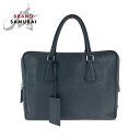 PRADA プラダ サフィアーノ 三角ロゴプレート ネイビー シルバー金具 レザー ビジネスバッグ ハンドバッグ メンズ 501311 【中古】