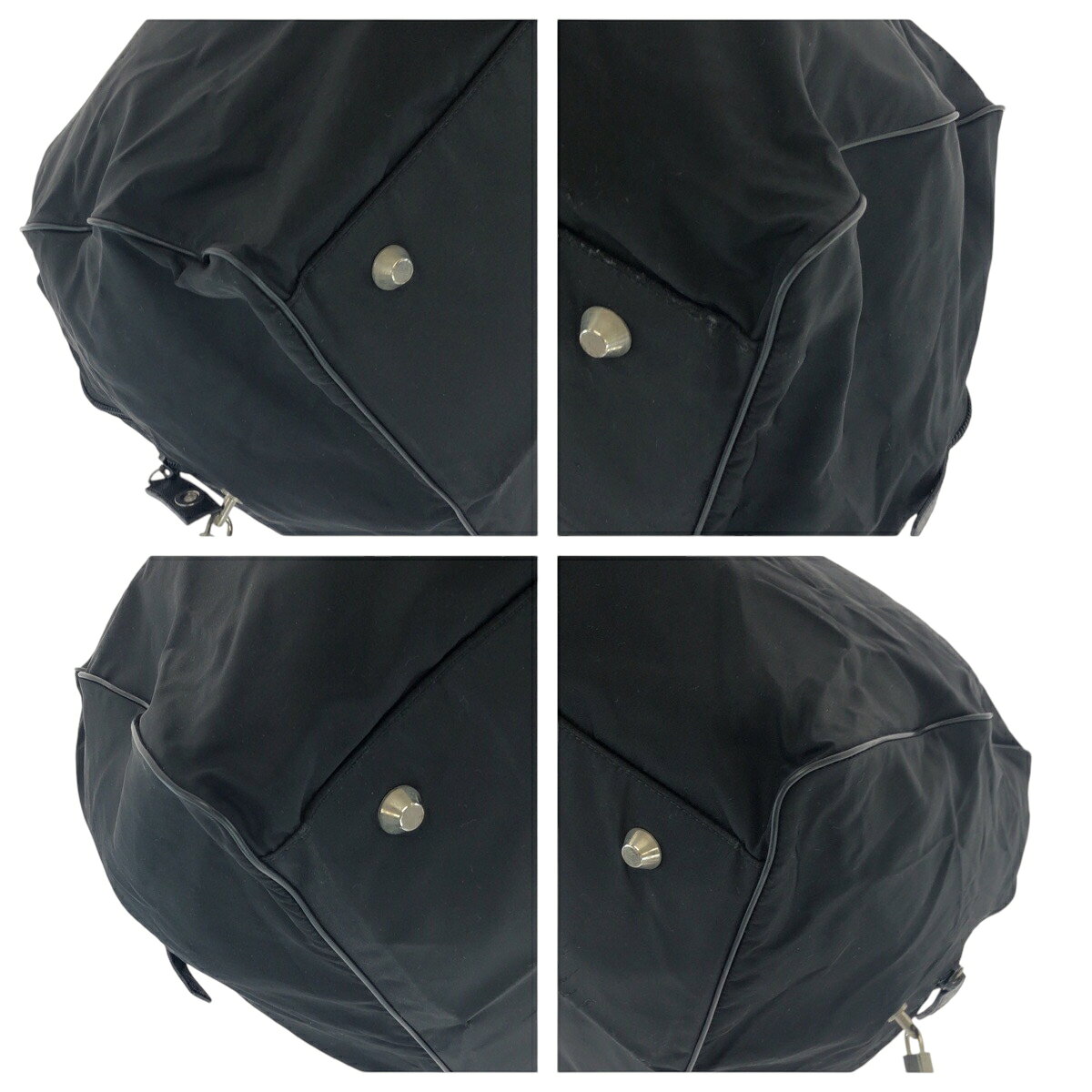 PRADA プラダ テスート 三角ロゴプレート ブラック 黒 シルバー金具 ナイロン ボストンバッグ ハンドバッグ レディース 500910 【中古】