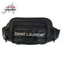 SAINT LAURENT PARIS サンローランパリ ブラック 黒 ナイロン ボディバッグ ウエストバッグ メンズ 408731 【中古】