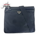 PRADA プラダ テスート 三角ロゴプレート ブラック 黒 シルバー金具 ナイロン ショルダーバッグ ポシェット レディース 501582 【中古】