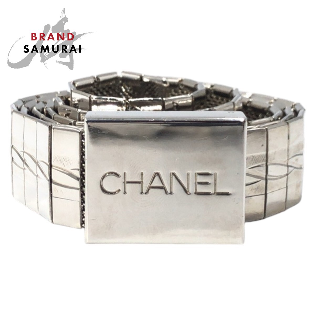 美品 CHANEL シャネル ロゴ コメあり シルバー メタル ベルト レディース 501922 【中古】