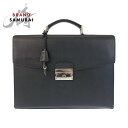 PRADA プラダ サフィアーノ ブラック 黒 シルバー金具 レザー ビジネスバッグ ブリーフケース メンズ 501862 【中古】