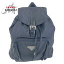 美品 PRADA プラダ テスート 三角ロゴプレート ブラック 黒 シルバー金具 ナイロン バックパック リュック レディース 501772 【中古】