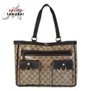美品 GUCCI グッチ GGクリスタル ベージュ ブラウン ゴールド金具 コーティングキャンバス /レザー 268639 トートバッグ ショルダーバッグ レデ...