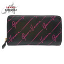 美品 VERSACE ヴェルサーチ ブラック ピンク レザー 長財布 ロングウォレット レディース 502152 【中古】
