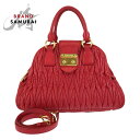 美品 Miu Miu ミュウ ミュウ マテラッセ レッド ゴールド金具 レザー ハンドバッグ ショルダーバッグ 2way レディース 502195 【中古】