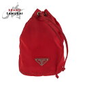 PRADA プラダ テスート 三角ロゴプレート レッド シルバー金具 ポーチ アクセサリーポーチ レディース 501842 【中古】