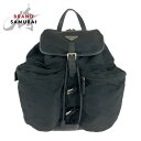 美品 PRADA プラダ テスート ブラック 黒 シルバー金具 ナイロン リュックサック バックパック 男女兼用 レディース 502074 【中古】
