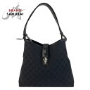 美品 GUCCI グッチ ニュージャッキー ブラック 黒 シルバー金具 GGキャンバス /レザー 110291 ホーボー ショルダーバッグ レディース 5021...