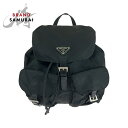 PRADA プラダ テスート 三角ロゴプレート ブラック 黒 シルバー金具 ナイロン B2811 リュックサック バックパック レディース 502202 【中古...
