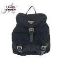 PRADA プラダ テスート 三角ロゴプレート ブラック 黒 シルバー金具 ナイロン B6677 リュックサック バックパック レディース 502356 【中古...