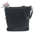 GUCCI グッチ ブラック 黒 シルバー金具 GGキャンバス 109106 ショルダーバッグ ポシェット レディース 502397 【中古】