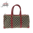 美品 GUCCI グッチ ベージュ レッド ゴールド金具 GGキャンバス 000 0846 ハンドバッグ ミニボストンバッグ レディース 502343 【中古】