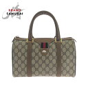 GUCCI グッチ ヴィンテージ シェリーライン オールドグッチ ベージュ ブラウン ゴールド金具 GGスプリームキャンバス /レザー 39.02.006 ハンドバッグ ボストンバッグ レディース 502430 【中古】