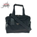 美品 PRADA プラダ テスート 三角ロゴプレート ブラック 黒 シルバー金具 ナイロン V453S ビジネスバッグ ショルダーバッグ 2way メンズ 50...