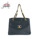 美品 CHANEL シャネル ココマーク ブラック 黒 ゴールド金具 キャビアスキン チェーン トートバッグ ショルダーバッグ レディース 502589 【中古】