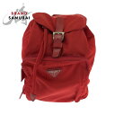 PRADA プラダ テスート 三角ロゴプレート レッド シルバー金具 ナイロン リュックサック バックパック レディース 502638 【中古】(4)