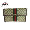 美品 GUCCI グッチ グッチパフューム シェリーライン ベージュ ブラウン ゴールド金具 GGスプリームキャンバス クラッチバッグ セカンドバッグ レディース 502817 【中古】