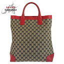GUCCI グッチ ベージュ レッド GGキャンバス /レザー 002 1121 トートバッグ レディース 503067 【中古】