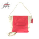 美品 COACH コーチ ピンク アイボリー シルバー金具 レザー L1280-23711 ショルダーバッグ 2way レディース 503662 【中古】