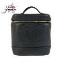 美品 CHANEL シャネル ココマーク ブラック 黒 ゴールド金具 キャビアスキン ハンドバッグ バニティバッグ レディース 503507 【中古】