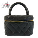 美品 CHANEL シャネル ヴィンテージ マトラッセ ブラック 黒 ゴールド金具 ラムスキン ハンドバッグ バニティバッグ レディース 503246 【中古】