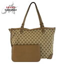 美品 GUCCI グッチ ベージュ ゴールド金具 GGキャンバス /レザー 247209 トートバッグ ショルダーバッグ レディース 503534 【中古】