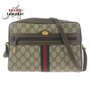 GUCCI グッチ ヴィンテージ オールドグッチ シェリーライン ベージュ ブラウン ゴールド金具 GGスプリームキャンバス /レザー 72 001 4071 斜め掛け ショルダーバッグ レディース 504082 【中古】