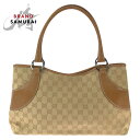 美品 GUCCI グッチ ブラウン ベージュ シルバー金具 GGスプリームキャンバス /レザー 113015 トートバッグ ショルダーバッグ レディース 504095 【中古】