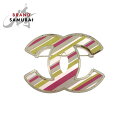CHANEL シャネル 04Cストライプ ココマーク シルバー マルチカラー アクリル /メッキ ブローチ 504163 【中古】