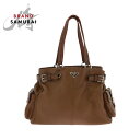美品 PRADA プラダ ヴィッテロダイノ 三角ロゴプレート ブラウン シルバー金具 レザー BR3250 トートバッグ ショルダーバッグ レディース 504102 【中古】