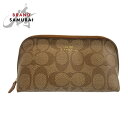美品 COACH コーチ シグネチャー ベージュ キャメル ゴールド金具 PVC F53385 ポーチ 化粧ポーチ レディース 504229 【中古】