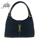美品 GUCCI グッチ ジャッキー ブラック 黒 ゴールド金具 GGキャンバス /レザー 001 1068 ホーボー ショルダーバッグ ハンドバッグ レディース 504083 【中古】