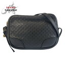 美品 GUCCI グッチ マイクログッチシマ インターロッキング ブラック 黒 ゴールド金具 レザー 449418 ショルダーバッグ ポシェット レディース 504631 【中古】