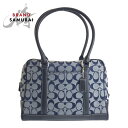 COACH コーチ シグネチャー ネイビー シルバー金具 キャンバス /レザー L1J-6097 ショルダーバッグ レディース 505003 【中古】