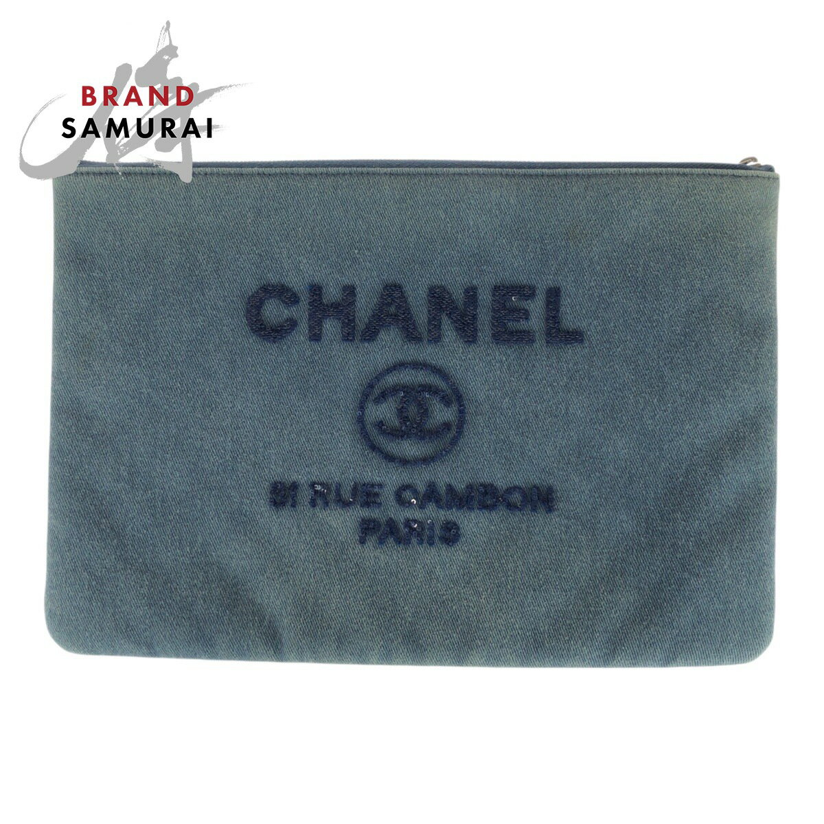 CHANEL シャネル ドーヴィル スパンコール ブルー デニム A80117 クラッチバック ポーチ レディース 505121 【中古】(4)