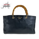 美品 GUCCI グッチ バンブー ショッパー ブラック 黒 ゴールド金具 レザー 323660 ハンドバッグ トートバッグ レディース 505156 【中古】