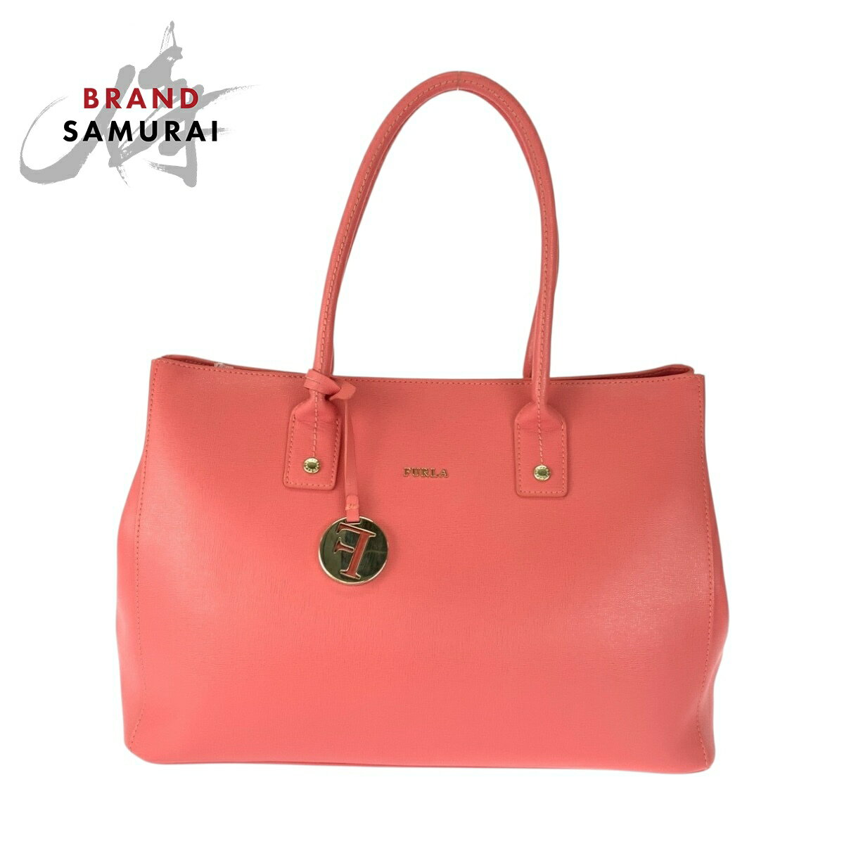 美品 Furla フルラ リンダ ピンク ゴールド金具 PVC トートバッグ ショルダーバッグ レディース 505383..